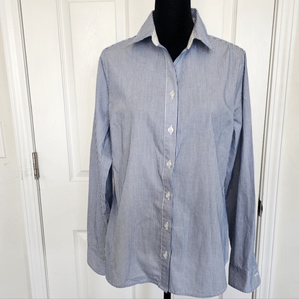 Mary Mçfaden Blue Striped Button-Up Shirt Size Meduim{bx8}